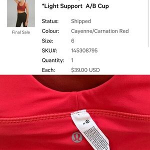 Lululemon Align Reversible Bra, Light Support A/B Cup.